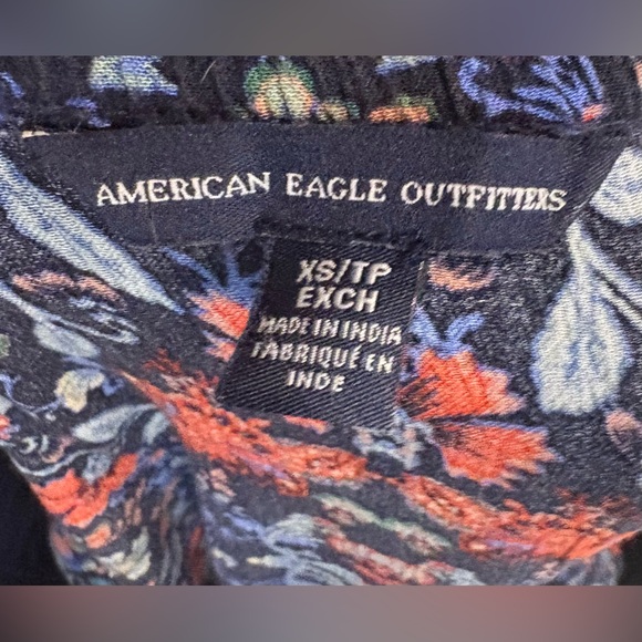 American Eagle AEO Long Sleeve Black Multicolored Floral Romper, Small XS - Picture 5 of 10